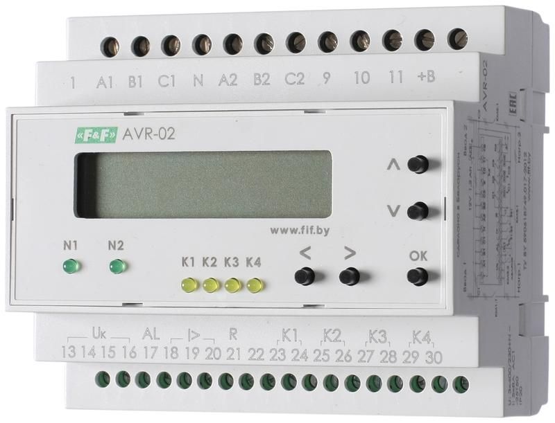 устройство управления резервным питанием avr-02 (3х400в+n; 5 перекл. х8а; ip20) f&f ea04.006.004 от BTSprom.by