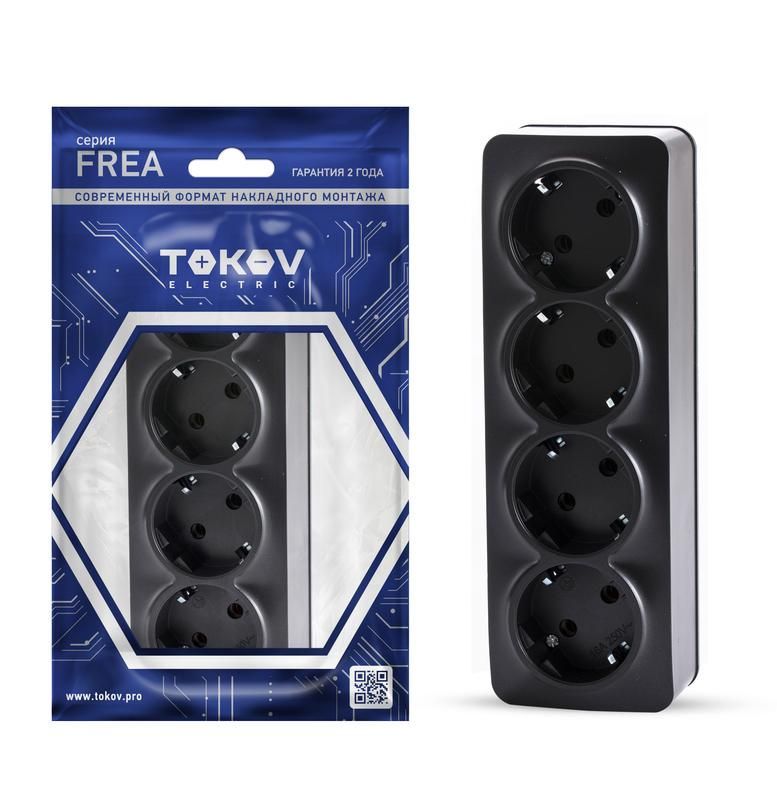 розетка 4-м оп frea 16а ip20 250в с заземл. абс-пластик карбон tokov electric tke-fr-r4z-c14 от BTSprom.by