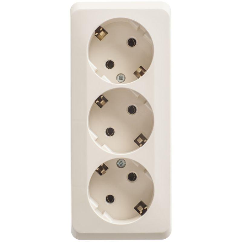 розетка 3-м оп этюд 16а ip20 250в с заземл. без защ. шторок крем. se pa16-011k от BTSprom.by