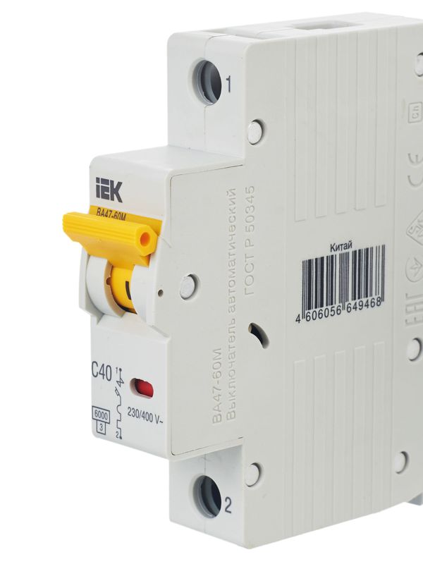  Выключатель автоматический модульный 1п C 40А 6кА ВА47-60M KARAT IEK MVA31-1-040-C фото в каталоге от BTSprom.by