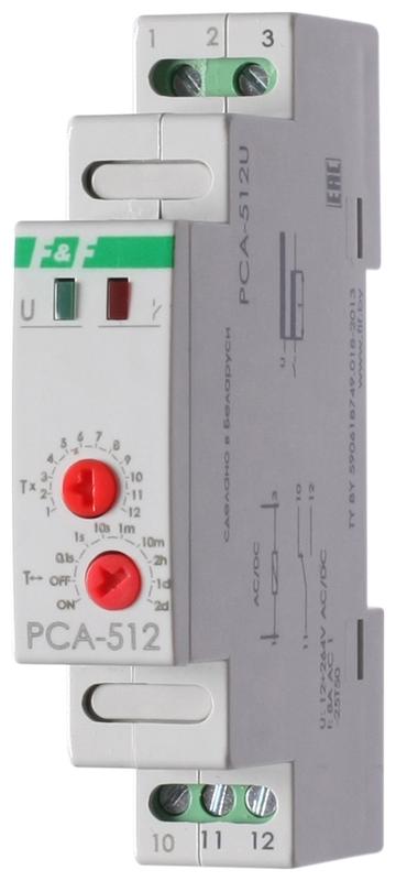 реле времени pca-512u 8а 12-264в ac/dc 1 перекл. ip20 задержка выключ. монтаж на din-рейке f&f ea02.001.002 от BTSprom.by