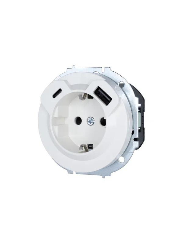  Розетка 1-м СП OSEN с заземл. TC + USB разъем бел. LEZARD 743-0288-181TC фото в каталоге от BTSprom.by