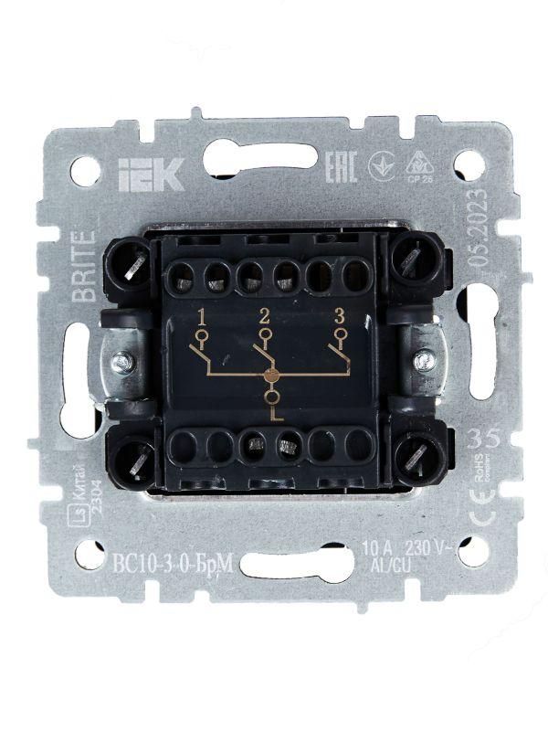  Выключатель 3-кл. СП BRITE ВС10-3-0-БрМ 10А механизм маренго IEK BR-V30-0-10-K35 фото в каталоге от BTSprom.by