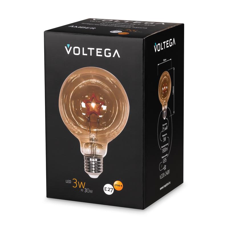 Лампа светодиодная филаментная Loft 271 G125 3Вт 2700К E27 Voltega 8520 фото в каталоге от BTSprom.by