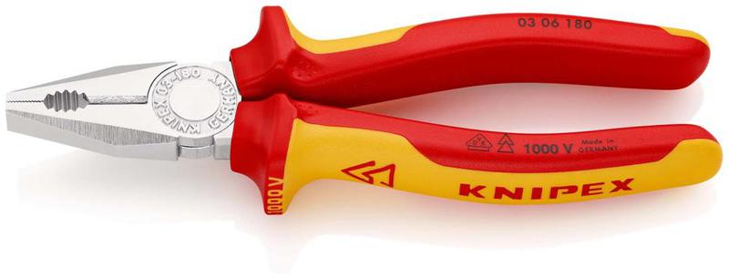 плоскогубцы комбинированные vde l-180мм диэлектрические хром. knipex kn-0306180 от BTSprom.by