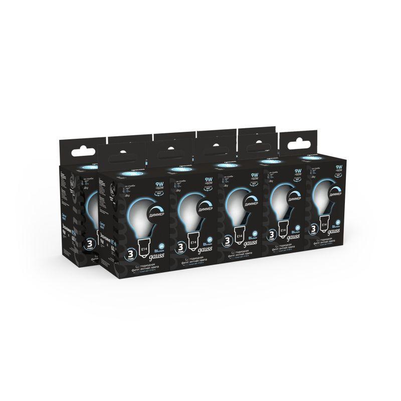 Лампа светодиодная филаментная Black Filament 9Вт P45 шар матовая 4100К нейтр. бел. E14 610лм диммир. GAUSS 105201209-D фото в каталоге от BTSprom.by