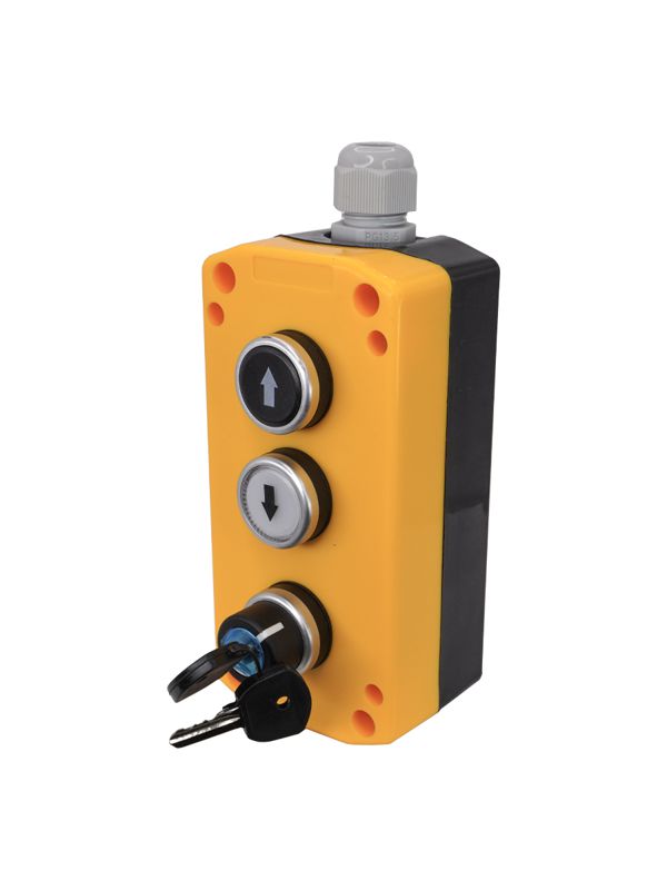 пост управления пку-22-3441-65у1 1 переключатель на два положения с фиксацией с ключом но; 1 цилиндр "стрелка вверх" но бел.; 1 цилиндр "стрелка вниз" но черн.; ip65 электротехник et526983 от BTSprom.by