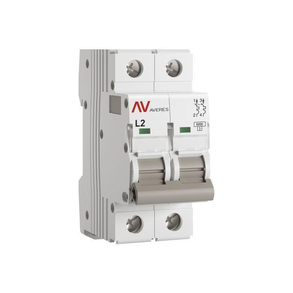 выключатель автоматический модульный 2п l 2а 6ка av-6 averes ekf mcb6-2-02l-av от BTSprom.by