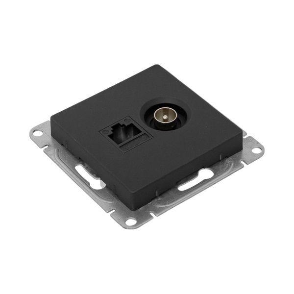  Розетка телевизионная + компьютерная СП Эпика TV + RJ45 кат.5 механизм черн. EKF UP1-SOB-TV+RJ фото в каталоге от BTSprom.by