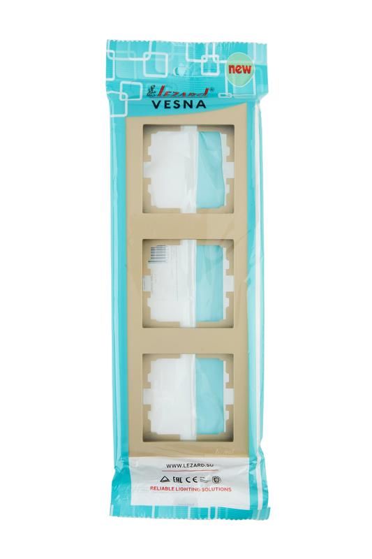  Рамка 3-м VESNA вертикал. без вставки зол. LEZARD 742-3600-153 фото в каталоге от BTSprom.by