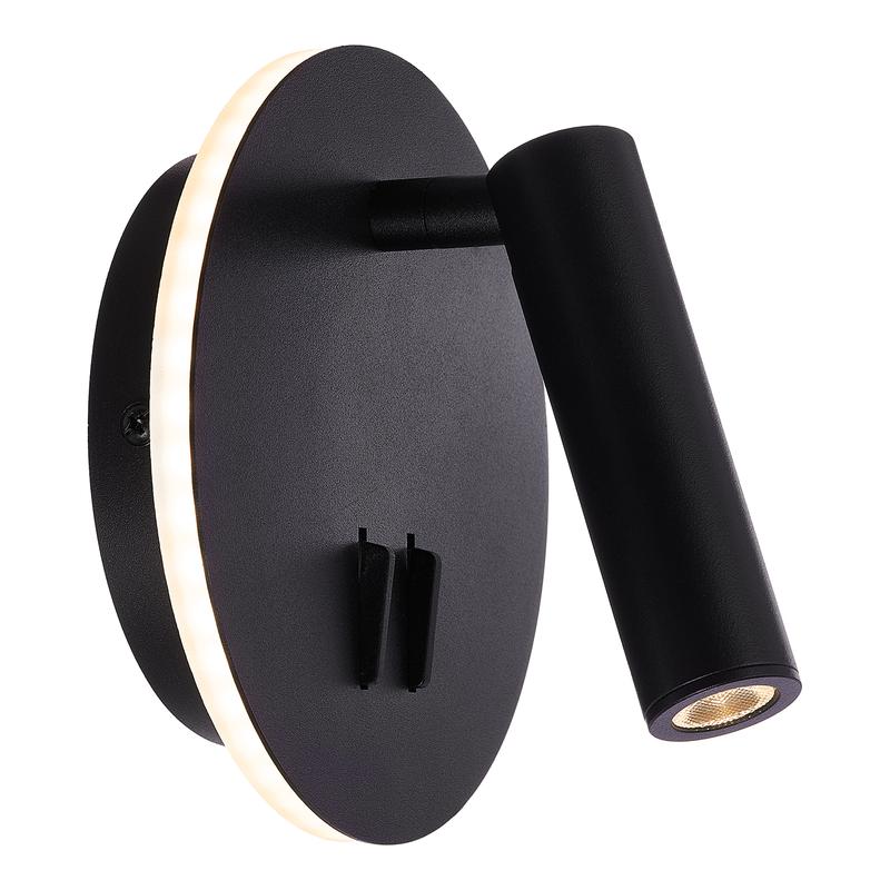 светильник настенный бра surfsp с подсветкой с выкл. 2 режима sp 9вт 390лм 3000к теплый бел. свет черн. osram 4607194233113 от BTSprom.by