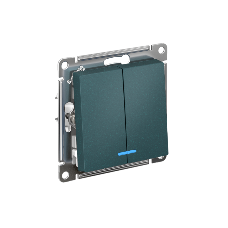 выключатель 2-кл. сп atlasdesign 10а ip20 (сх. 5а) 10ax с подсветкой механизм изумруд se atn000853 от BTSprom.by