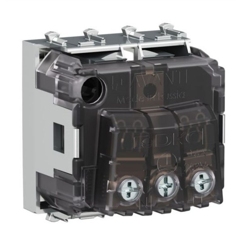  Розетка 1-м 2мод. Avanti "Закаленная сталь" 16А 2P+E защ. шторки сер. DKC 4404002 фото в каталоге от BTSprom.by