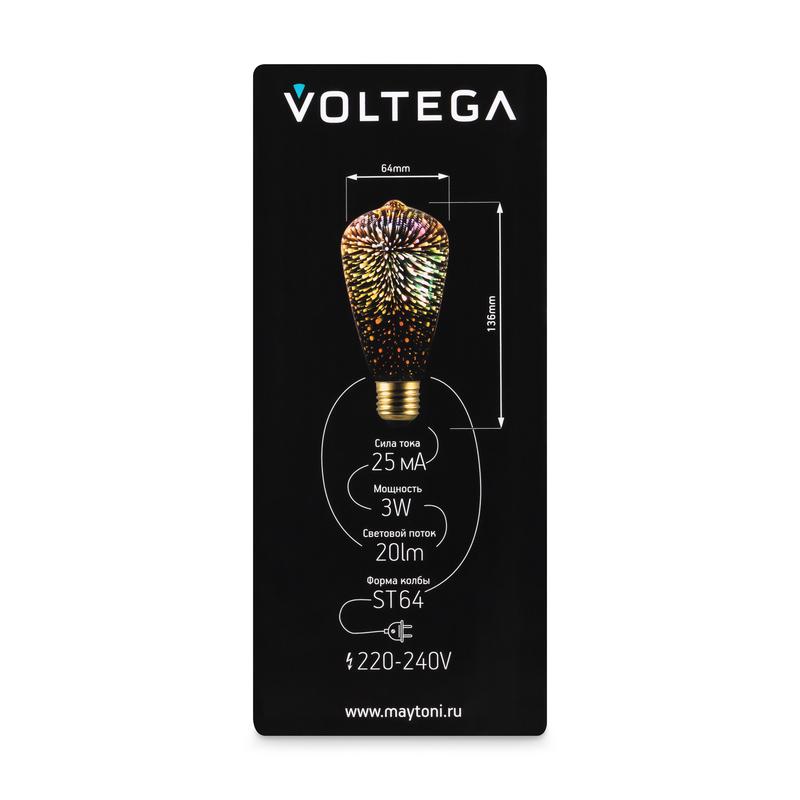 Лампа светодиодная филаментная Loft 271 ST64 3Вт 2700К E27 Voltega 8526 фото в каталоге от BTSprom.by