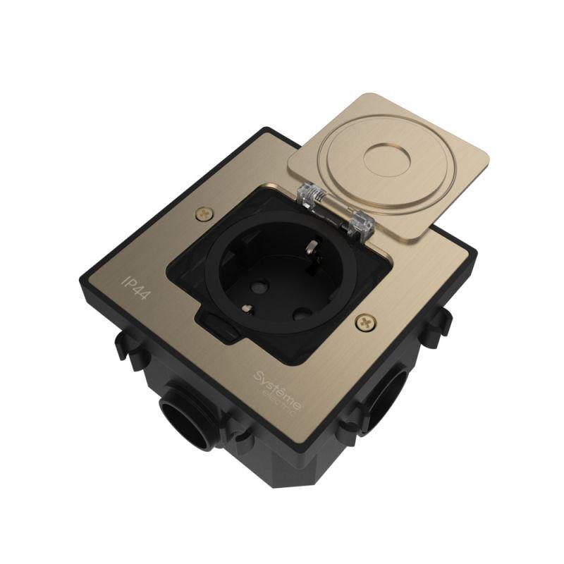 лючок multidesk mdk21 с розеткой 2p+e 16а 250в ip44 с монтажной коробкой для бетонных полов никель se mdk21202nc от BTSprom.by