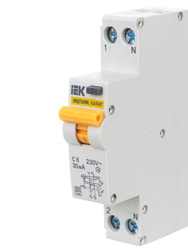  Выключатель автоматический дифференциального тока C 6А 30мА тип A АВДТ32ML KARAT IEK MVD12-1-006-C-030-A фото в каталоге от BTSprom.by