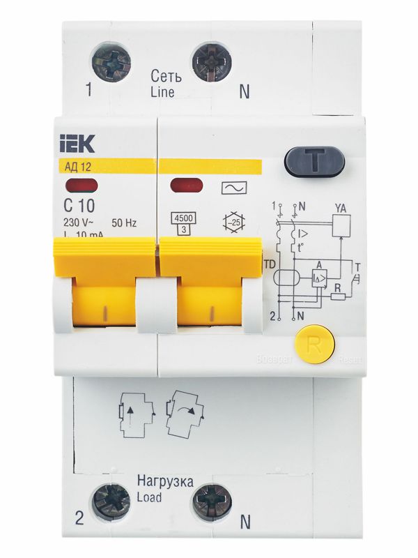  Выключатель автоматический дифференциального тока 2п C 10А 10мА тип AC 4.5кА АД-12 KARAT IEK MAD10-2-010-C-010 фото в каталоге от BTSprom.by