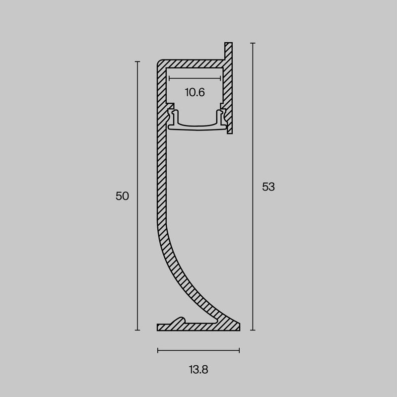  Профиль алюминиевый плинтус с подсветокой 53х14 Maytoni ALM-5314-S-2M фото в каталоге от BTSprom.by