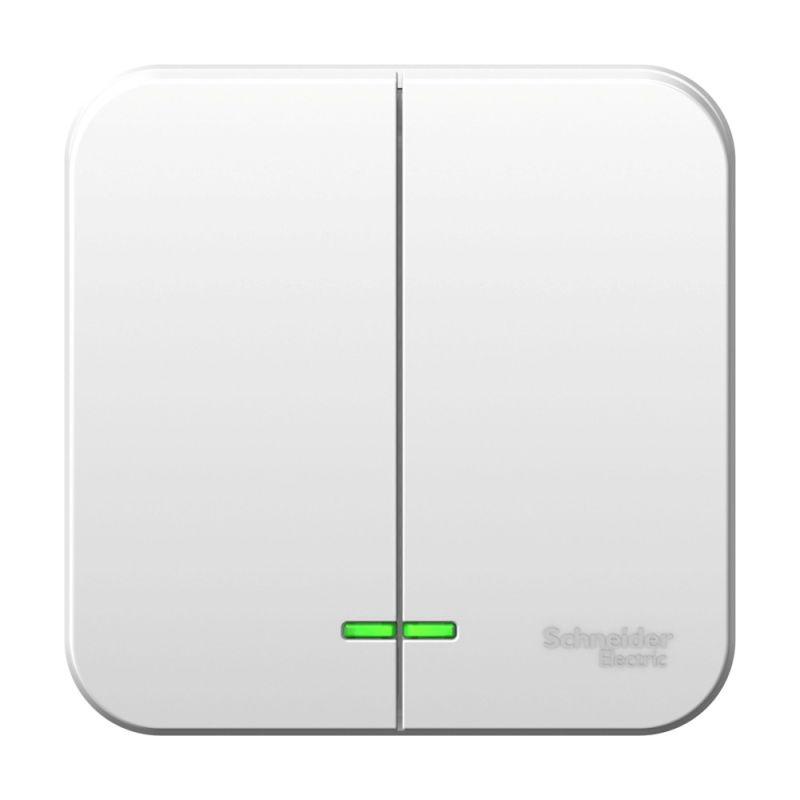 выключатель 2-кл. оп blanca 10а ip20 (сх. 5) 250в с подсветкой с монтаж. пластиной бел. se blnva105121 от BTSprom.by