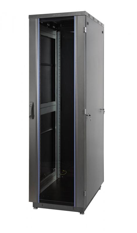 шкаф racknet s3000 22u 600х800 передняя дверь стекло 1-ств. задняя дверь метал. 1-ств. черн. eurolan 60f-22-68-31bl от BTSprom.by