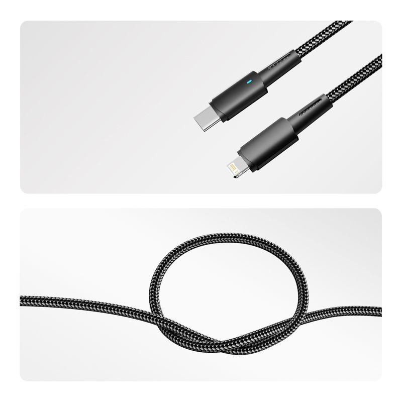  Кабель Type-C-Lightning для Apple 3А 1м черн. нейлон. оплетка световая индикация Rexant 18-7069 фото в каталоге от BTSprom.by