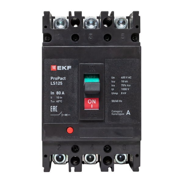  Выключатель автоматический 3п 80А 18кА LS125 ProPact EKF mccb-125-18-3-80-ls фото в каталоге от BTSprom.by