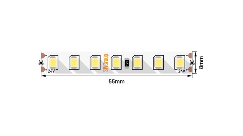 лента светодиодная про 2835 126 led/м 13 вт/м 24в ip20 холод. бел. (уп.5м) swg pro 00-00005852 от BTSprom.by