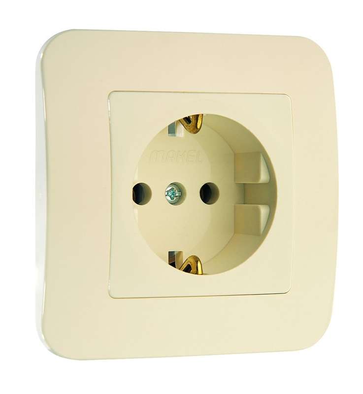 розетка 1-м сп lillium 16а ip20 с заземл. крем./крем. makel 70228 от BTSprom.by