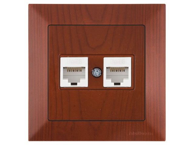 розетка компьютерная 2xrj45 (cat6, скрытая) вишня, daria, mutlusan ((2xrj 45) 8-pin, соединения типа 568a или 568b) 2120 141 0156 от BTSprom.by