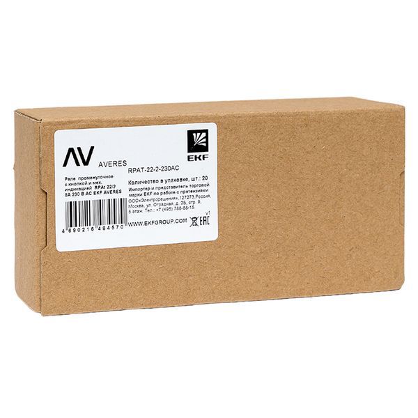  Реле промежуточное с кнопкой и мех. индикацией RPAt 22/2 8А 230В AC EKF rpat-22-2-230AC фото в каталоге от BTSprom.by