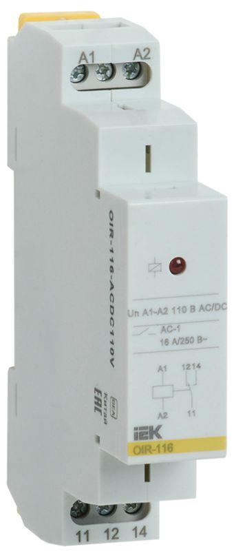 реле промежуточное oir 1 конт. (16а) 110в ac/dc iek oir-116-acdc110v от BTSprom.by