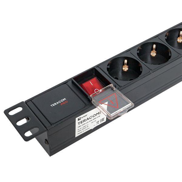  Блок PDU TERACOM PRO 19дюйм 1U 10А/250В 8 роз. Schuko с выключат. без шнура питания вх. разъем C14 корпус алюм. черн. EKF TRP-HPD-LS-10A-8SH-C14 фото в каталоге от BTSprom.by