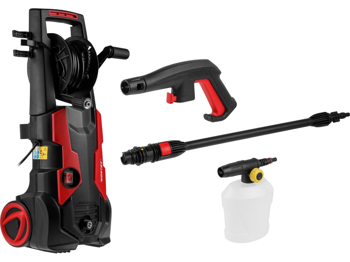 очиститель высокого давления wortex pw 1523-1 1.90 квт, 150 бар, 450 л/ч, катушка (мойка высокого давления, автомойка, ф-ция самовсасывания, шланг 5 м) 0318311 от BTSprom.by