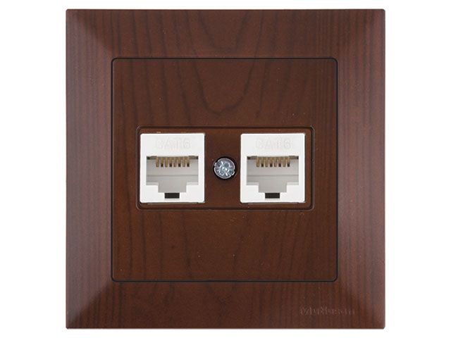 розетка компьютерная 2xrj45 (cat6, скрытая) орех, daria, mutlusan ((2xrj 45) 8-pin, соединения типа 568a или 568b) 2120 141 0157 от BTSprom.by