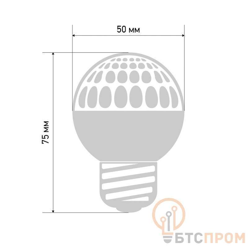  Лампа строб E27, диаметр 50, красная, (10млн вспышек) фото в каталоге от BTSprom.by