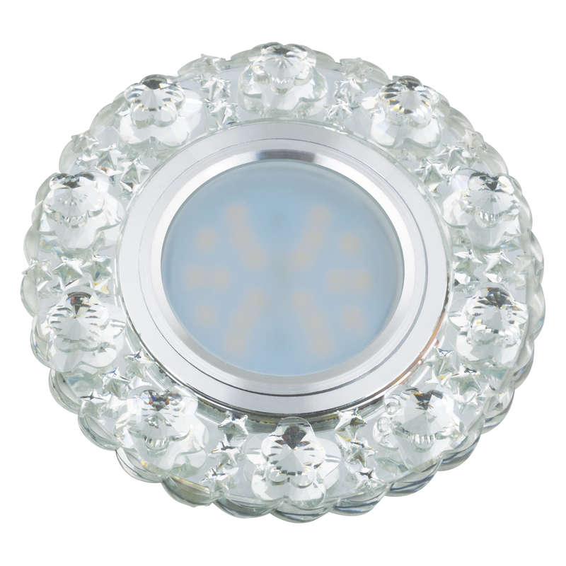 светильник декоративный luciole dls-l129 gu5.3 chrome/clear gu5.3 встраив. доп. светодиод. подсветка 3вт без лампы основание метал. хром отделка матов. пластик. бел. fametto ul-00002709 от BTSprom.by