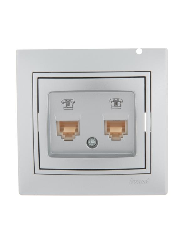 розетка телефонная 2-м сп mira rj11 сер. метал. lezard 701-1010-138 от BTSprom.by