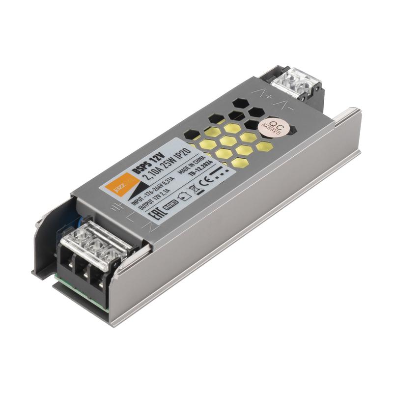  Блок питания для светодиодной ленты 25Вт 2.1А 12В IP20 BSPS метал. JazzWay 3329341A фото в каталоге от BTSprom.by