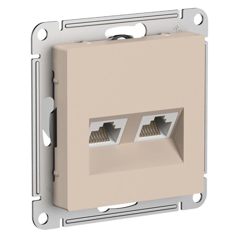 розетка компьютерная 2-м atlasdesign rj45+rj45 кат.5e механизм песочн. se atn001285 от BTSprom.by