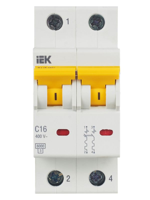  Выключатель автоматический модульный 2п C 16А 6кА ВА47-60M KARAT IEK MVA31-2-016-C фото в каталоге от BTSprom.by