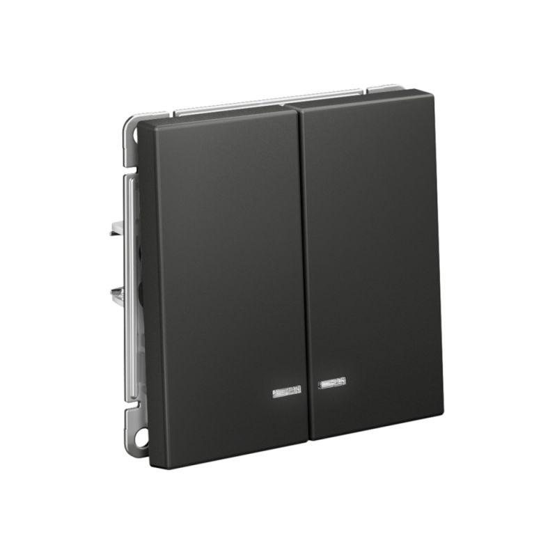  Выключатель 2-кл. ArtGallery (сх. 5а) 10AX с подсветкой механизм базальт SE GAL001453 фото в каталоге от BTSprom.by