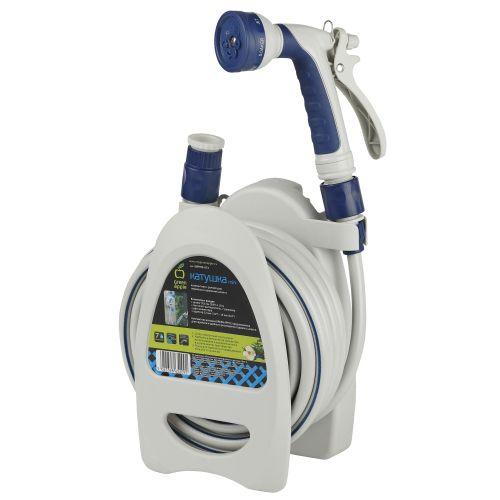 катушка компактная с ручкой для переноса и хранения шланга + шланг 9.5мм (3/8)х10м с пистолетом-распылителем 7 реж. пластик. коннекторами (1/6) green apple б0003110 от BTSprom.by