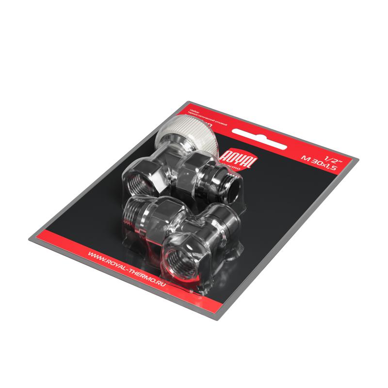  Набор термостатический угловой Design 1/2дюйм М30х1.5 хром Royal Thermo НС-1640380 фото в каталоге от BTSprom.by