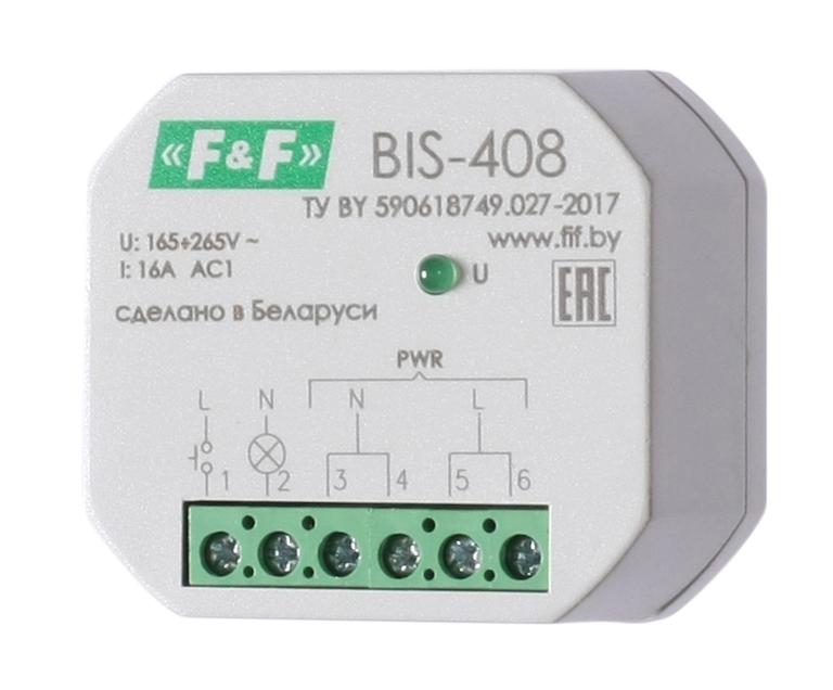 реле импульсное bis-408 16а 1no ip20 100-265в ac установка в монтажную коробку d60мм f&f ea01.005.008 от BTSprom.by