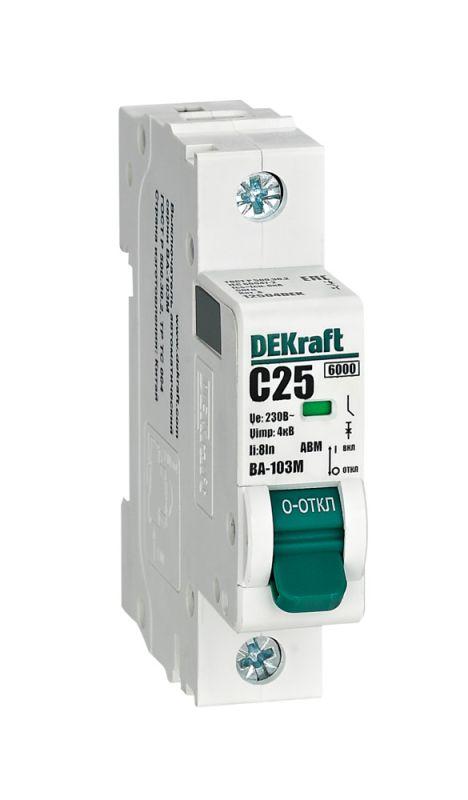 выключатель автоматический модульный 1п c 25а 6ка ва-103m без теплозащиты dekraft 12504dek от BTSprom.by