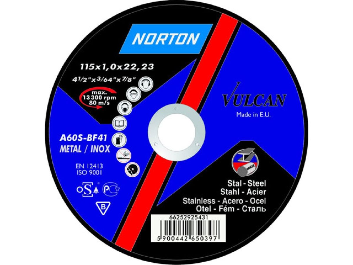 круг отрезной 180х1.6x22.2 мм для металла vulcan norton 66252925435 от BTSprom.by