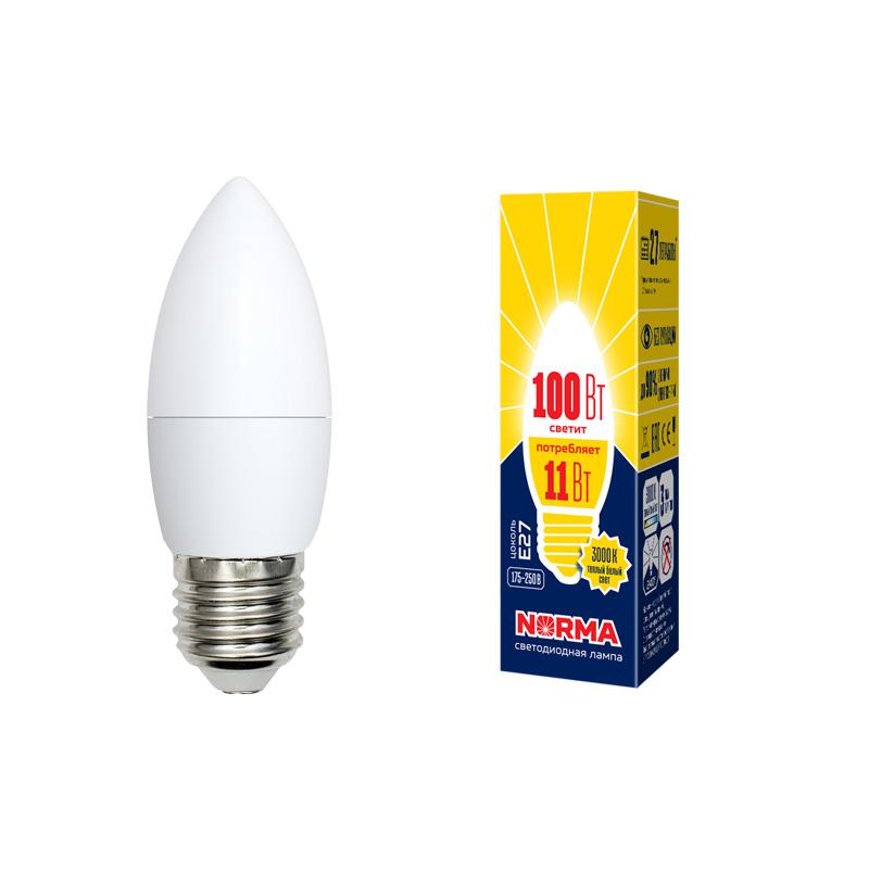 лампа светодиодная led-c37-11w/ww/e27/fr/nr norma 11вт матовая e27 (упак. картон) volpe ul-00003815 от BTSprom.by