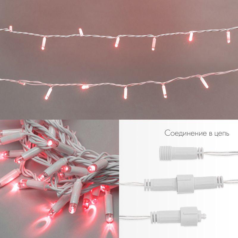 гирлянда светодиодная "нить" 10м 100led красн. 10вт 230в ip65 постоян. свечение провод пвх бел. (нужен шнур питания 303-500-1) neon-night 305-162 от BTSprom.by
