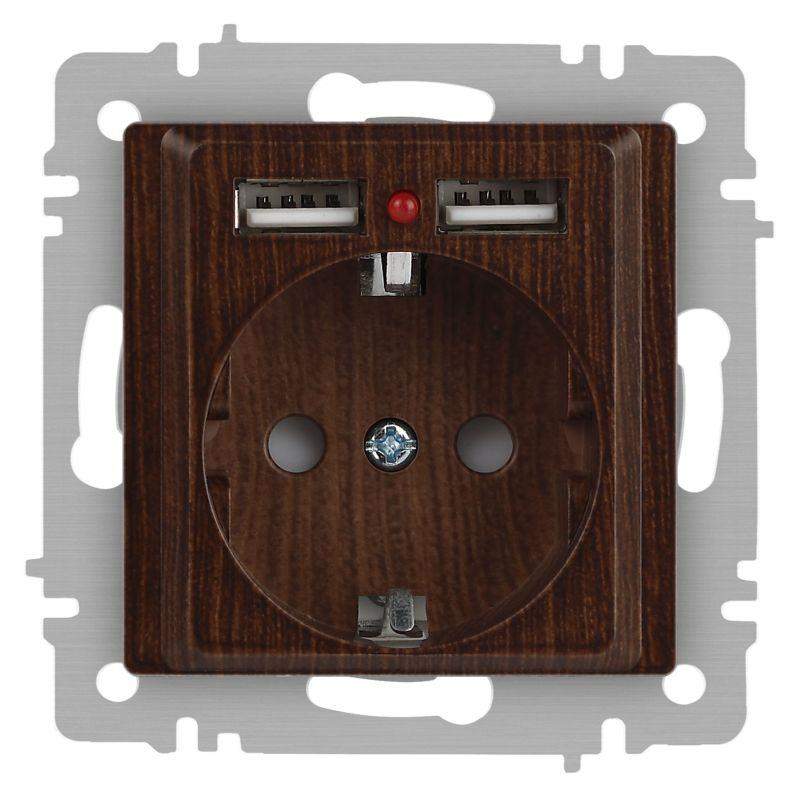 розетка 1-м сп accent 6-410-10 16а ip20 250в p+e schuko + 2хusb защ. шторки венге intro б0063717 от BTSprom.by