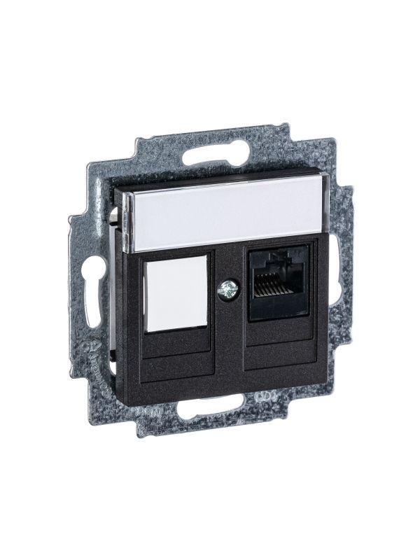  Розетка компьютерная Levit RJ45 кат.5E с заглушкой антрацит ABB 2CHH295117A6063 фото в каталоге от BTSprom.by